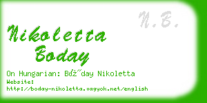 nikoletta boday business card